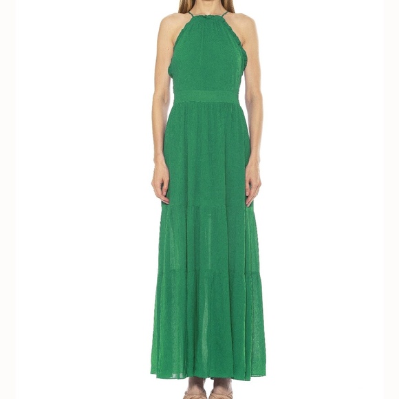 Alexia Admor | Kira Ruffle Halter Maxi Dress Sz 12 - Picture 1 of 13